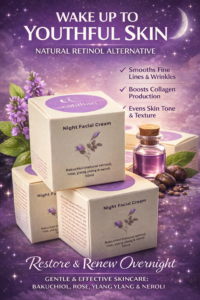 Rejuvenating and balancing skin tone Night Face Cream with Bakuchiol ( a natural retinol)